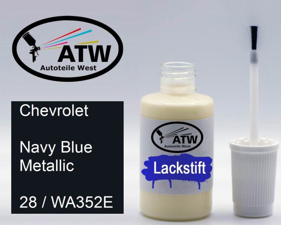 Chevrolet, Navy Blue Metallic, 28 / WA352E: 20ml Lackstift, von ATW Autoteile West.